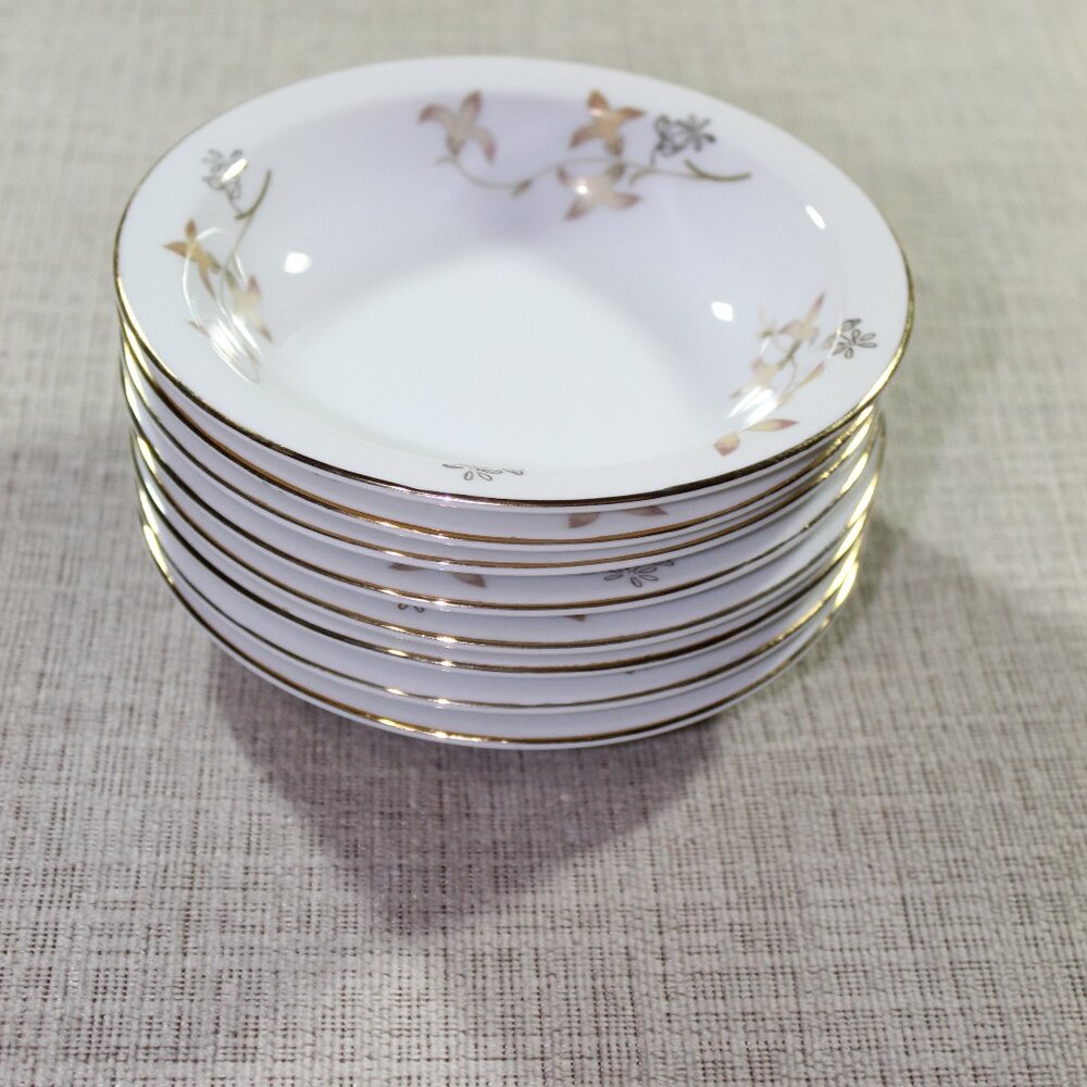 Set of 8 - Summit Fine China Japan Barbara, Porcelain 5.5" Small Fruit Bowls